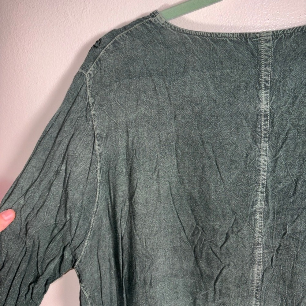 Sacred Threads Button Up Top Womens OS Green Boho Embroidered Fairycore Blouse - Picture 9 of 10